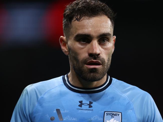 SYDNEY, AUSTRALIA - OCTOBER 19: Anthony Caceres of Sydney FC looks on during the round one A-League Men match between Western Sydney Wanderers and Sydney FC at CommBank Stadium on October 19, 2024 in Sydney, Australia. (Photo by Jason McCawley/Getty Images)