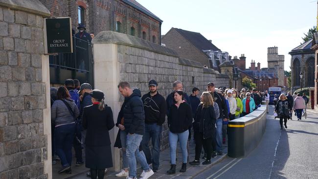 People queue outside as Windsor Castle and St George's Chapel reopen to public for first time since Queen Elizabeth II's death. Picture: Getty