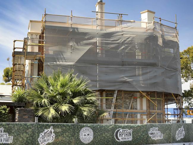 Scaffolding obscures the building. Picture: Dean Martin