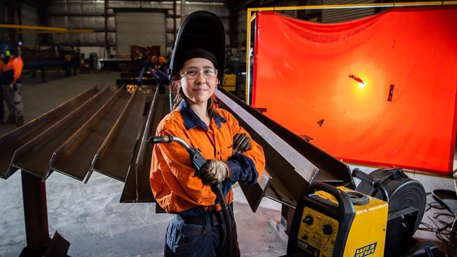 Apprentice boilermaker Anika Ford at the Gant &amp; Sons facility in Edinburgh. Picture: Tom Huntley