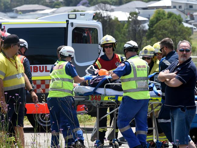 The driver is released and rushed to hospital. Picture: Peter Kelly