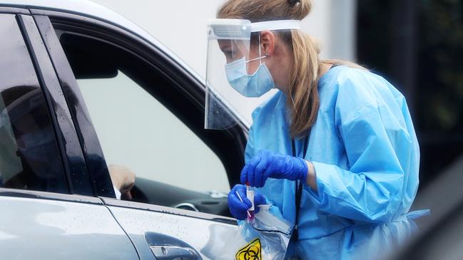 Covid-19 testing at the 4 Cyte Pathology clinic on Ferry Rd at Southport earlier this year. Picture: Nigel Hallett