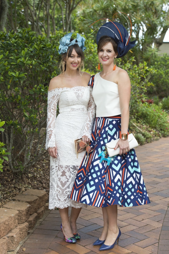 Rebecca (left) and Bellinda Haase at Melbourne Cup celebrations at Clifford Park, Tuesday, November 7, 2017. Picture: Kevin Farmer