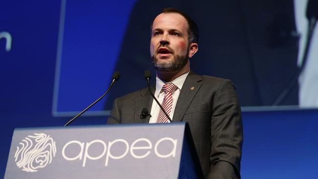 Nathan Fay Chairman of ExxonMobil Australia speaks at the APPEA 2019 annual conference on Thursday, May 30, 2019. (Photo: Claudia Baxter)