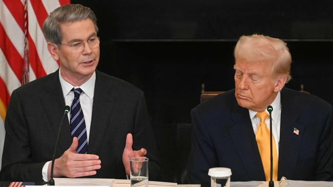 US President Donald Trump, right, with US Treasury Secretary Scott Bessent. Picture: AFP