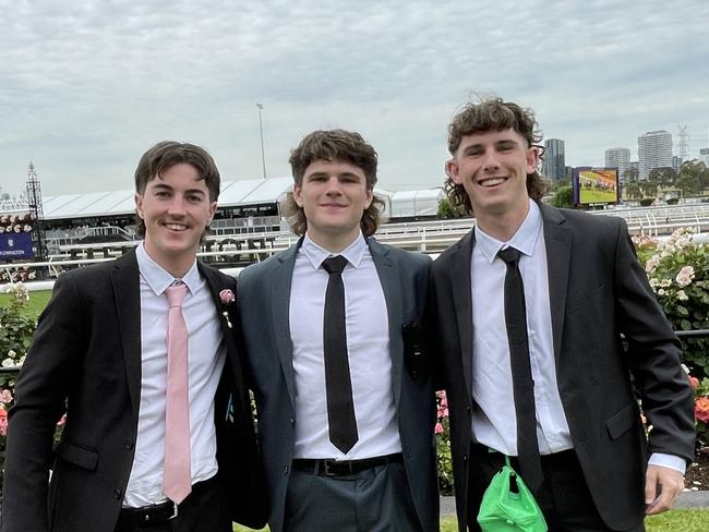 Harry Waters, Ben Bowler and Riley Harris at Stakes Day.