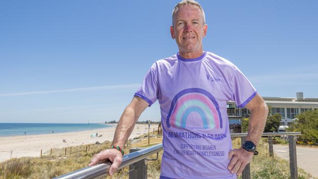 Athlete Asa Cowell at the starting point of his quest to run 50 marathons in 50 days. Picture: Ben Clark