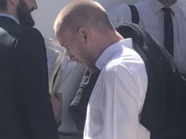 Adam Fawcett, an apprentice electrician on the northern beaches, outside Manly Local Court on Wednesday, where he was jailed for 10 months for being caught driving without a licence. It was the fifth time he had been caught in the last three years. Picture: Manly Daily