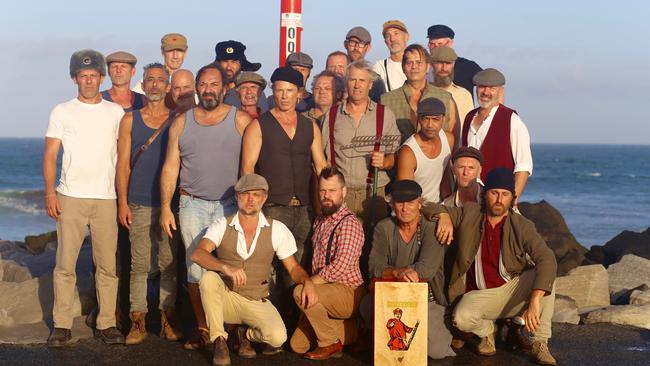 Mullumbimby choir Dustyesky at the Brunswick Heads breakwater, filming for Australian Story. Picture: Anna Swain