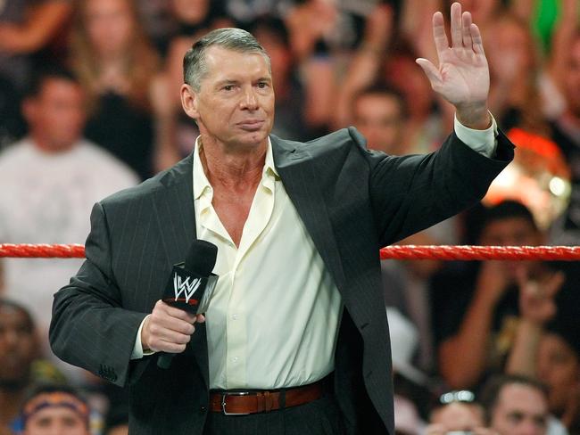 LAS VEGAS - AUGUST 24:  World Wrestling Entertainment Inc. Chairman Vince McMahon appears in the ring during the WWE Monday Night Raw show at the Thomas & Mack Center August 24, 2009 in Las Vegas, Nevada.  (Photo by Ethan Miller/Getty Images)