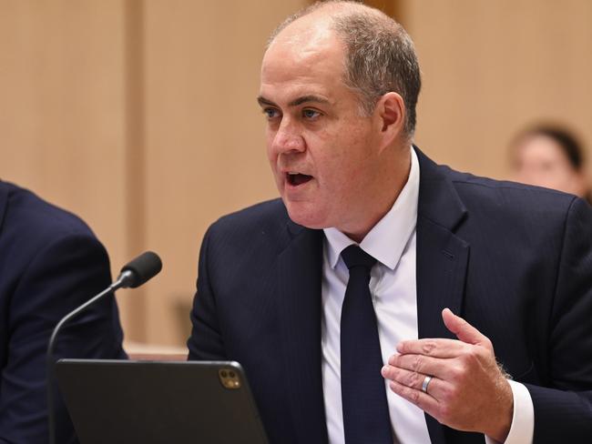 CANBERRA, AUSTRALIA, NewsWire Photos. FEBRUARY 23, 2024: Managing Director of ABC, David Anderson appears before a Public Hearing of The Communications Legislation Amendment (Prominence and Anti-siphoning) Bill at Parliament House in Canberra. Picture: NCA NewsWire / Martin Ollman