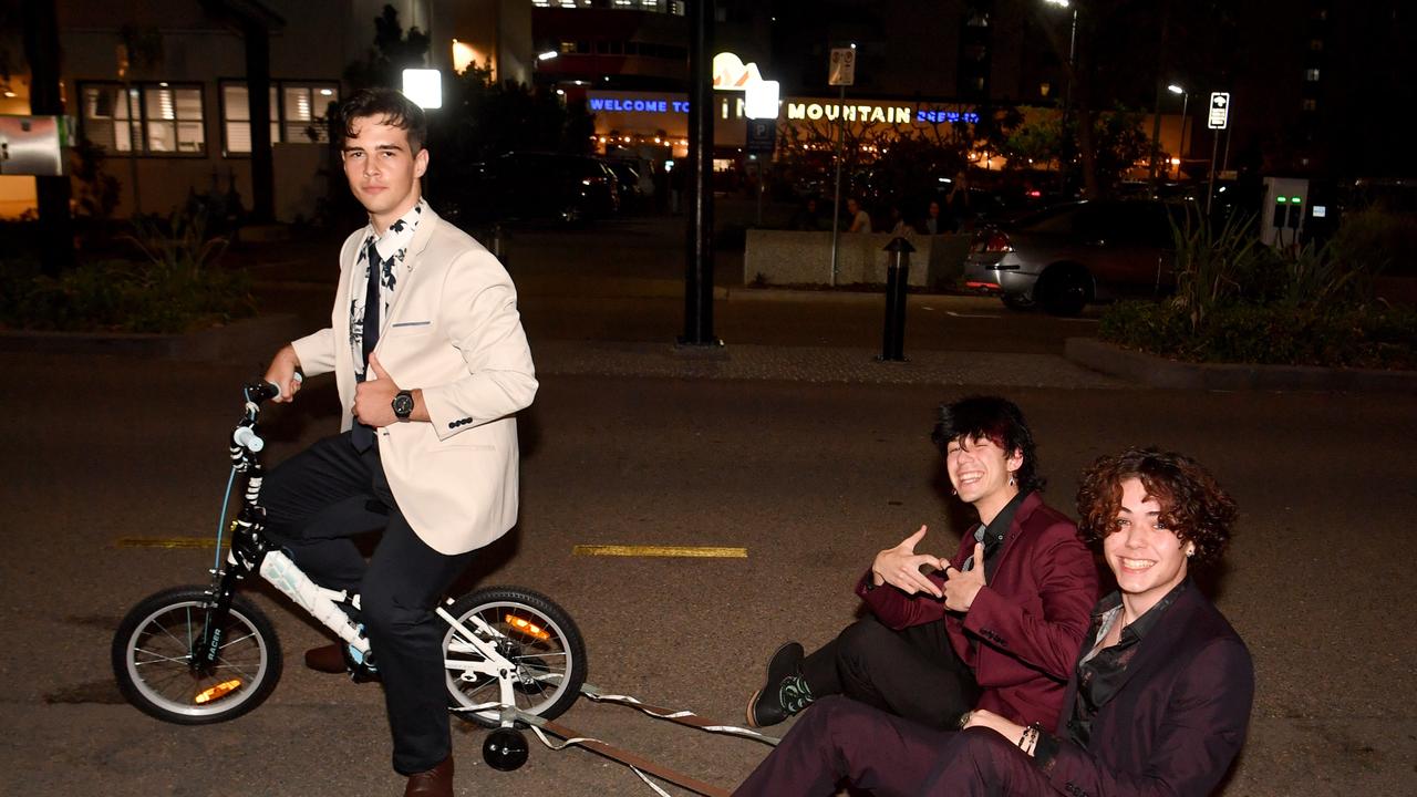 ANNANDALE CHRISTIAN COLLEGE school formal 2022 at Ridges Southbank. Chisel Webber, Tristan Fivaz and Logan Richmond. Picture: Evan Morgan