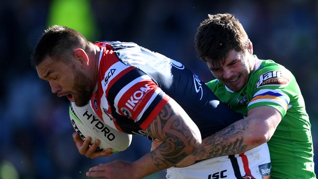 Canberra need to make their one-on-one tackles. AAP Image/Lukas Coch.