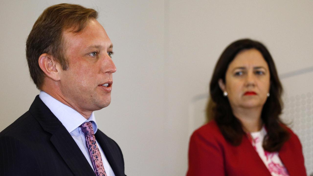 Deputy Premier Steven Miles with Premier Annastacia Palaszczuk. Picture: NCA NewsWire/Tertius Pickard