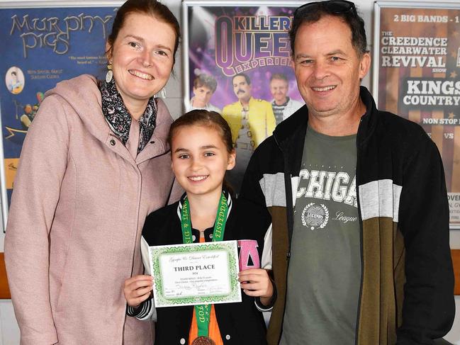 Nicole, Sienna and Matt Rhodes at the Gympie and District Eisteddfod. Picture: Patrick Woods.