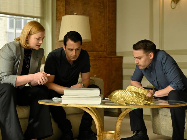 Sarah Snook, Jeremy Strong and Kieran Culkin as the scheming Roy children in Succession