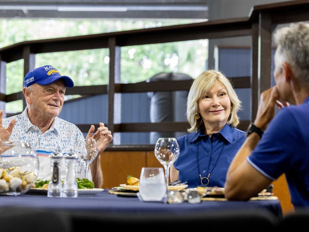 Sunday Mail journalist Greg Stolz sits down with Gerry Harvey and Katie Page for High Steaks. Picture: Luke Marsden.