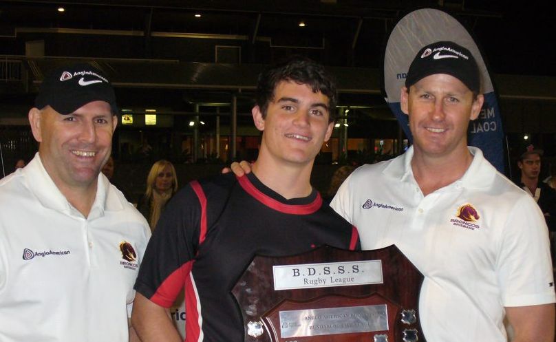 Ex- Shalom captain Lachlan Lanskey was selected in the QLD U-16 team to play the Blues on June 5. He is pictured with Simon Scanlan and Michael Hancock. Photo: Vince Habermann. Picture: Vince Habermann