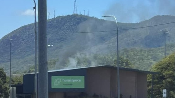 Fire crews are working to put out a fire that started in the roof of a government building in Kirwan, Townsville January 13, 2025. Picture: contributed/Aysha Jade