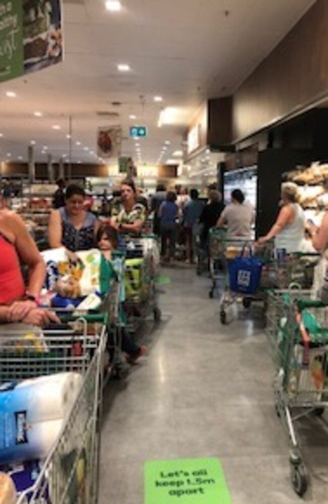 Queues at Woolworths at Westfield Carindale.