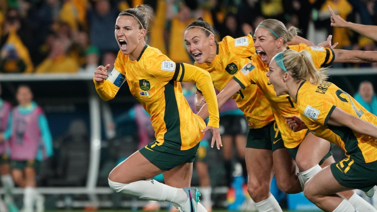 Steph Catley celebrates scoring her side's first goal against Ireland. Picture: Stephanie Meek – CameraSport via Getty Images