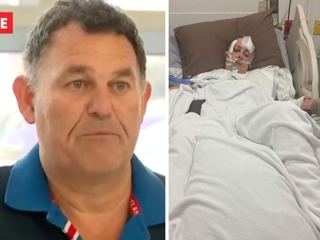 Paul Enwright has revealed the catastrophic injuries his wife Kylee endured after falling in Thailand. Picture: 7News / Supplied