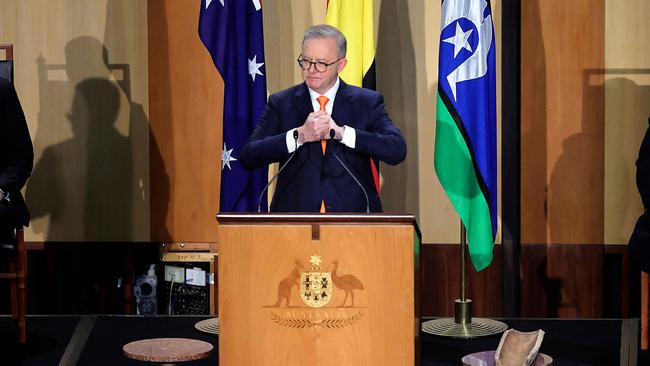 Anthony Albanese gives a speech to mark the opening of the 47th Federal. Picture: AFP