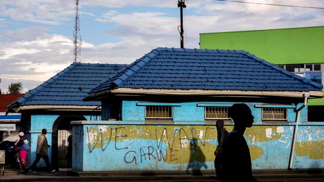 The writing is on the wall in Harare: “We want garwe (crocodile in Shona)” referring to Emmerson Mnangagwa. Picture: AFP