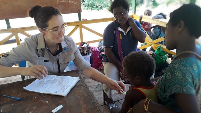 Alison Brown, of Australian Doctors International, in PNG, in the village of Silom in the east of New Ireland last year.