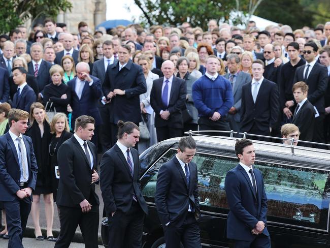 Hundreds of people lined the streets for the funeral. Picture: Craig Greenhill