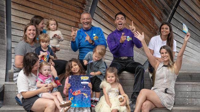 The Wiggles’ Anthony Field and John Pearce celebrate the launch of the 12 Little Brave Books for UNICEF. Picture: Julian Andrews