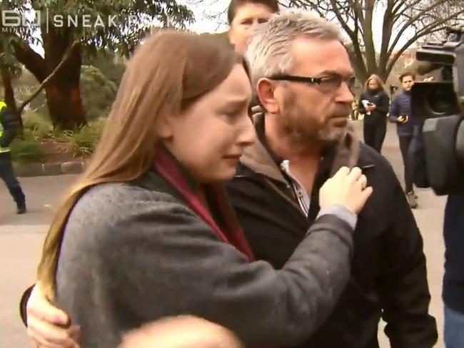 Sarah Ristevski was comforted by her father Borce at a press conference to appeal for information about her missing mother, Karen. Borce was later revealed as her killer.