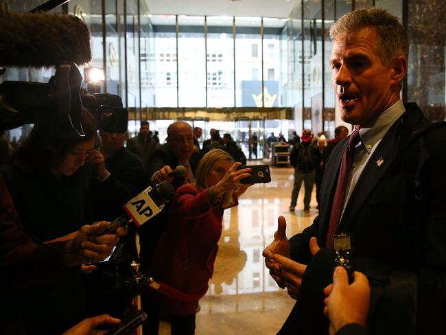 Former Massachusetts Senator Scott Brown leaves Trump Tower today. Picture: Spencer Platt/Getty Images/AFP