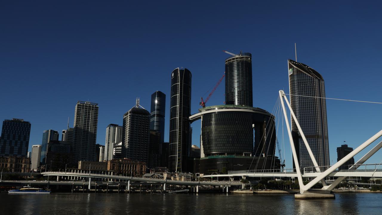 The city skyline view of Brisbane CBD from Southbank.