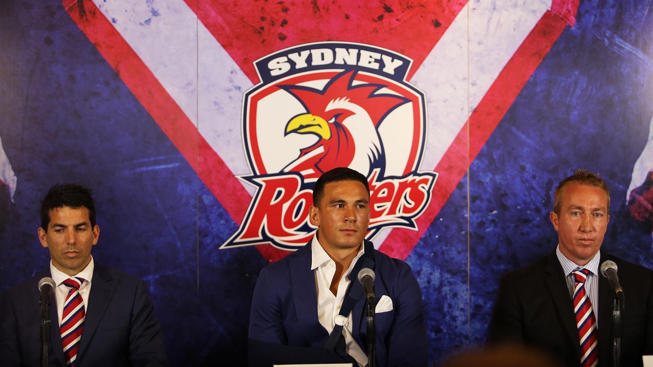 Trent Robinson (R) and Sonny Bill Williams at the press conference held to announce W@illiams’ return to the club.