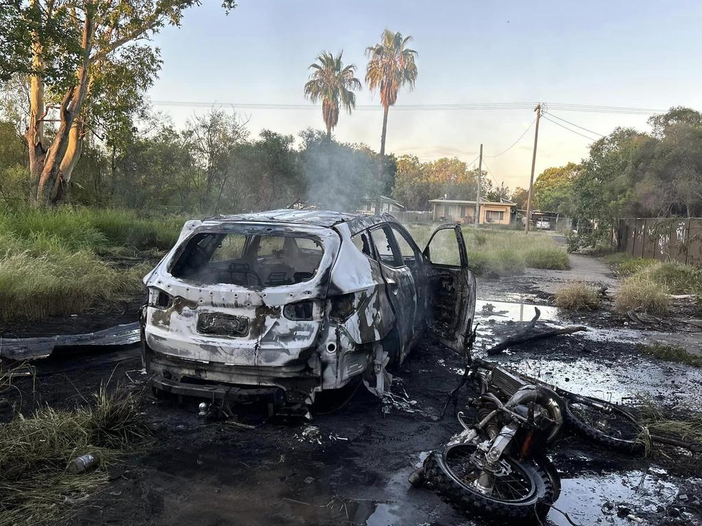 The offenders fled over the border and set fire to a vehicle at Boggabilla.