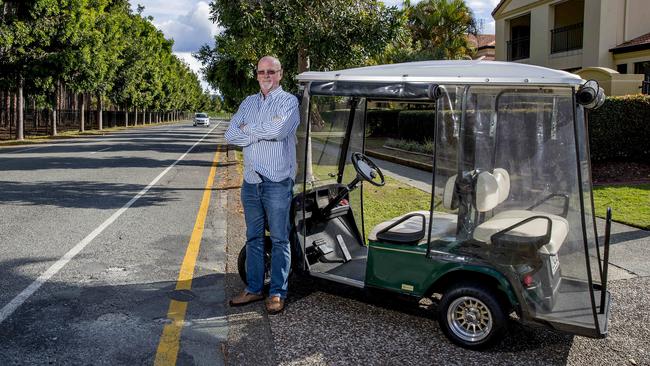 John Kirkland is petitioning for a public road to be opened for golf carts after he copped a $313 fine for driving to the local shops. Picture: Jerad Williams