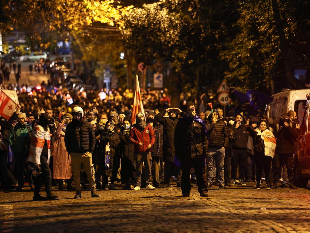 Protesters face off with police. Picture: Giorgi ARJEVANIDZE / AFP