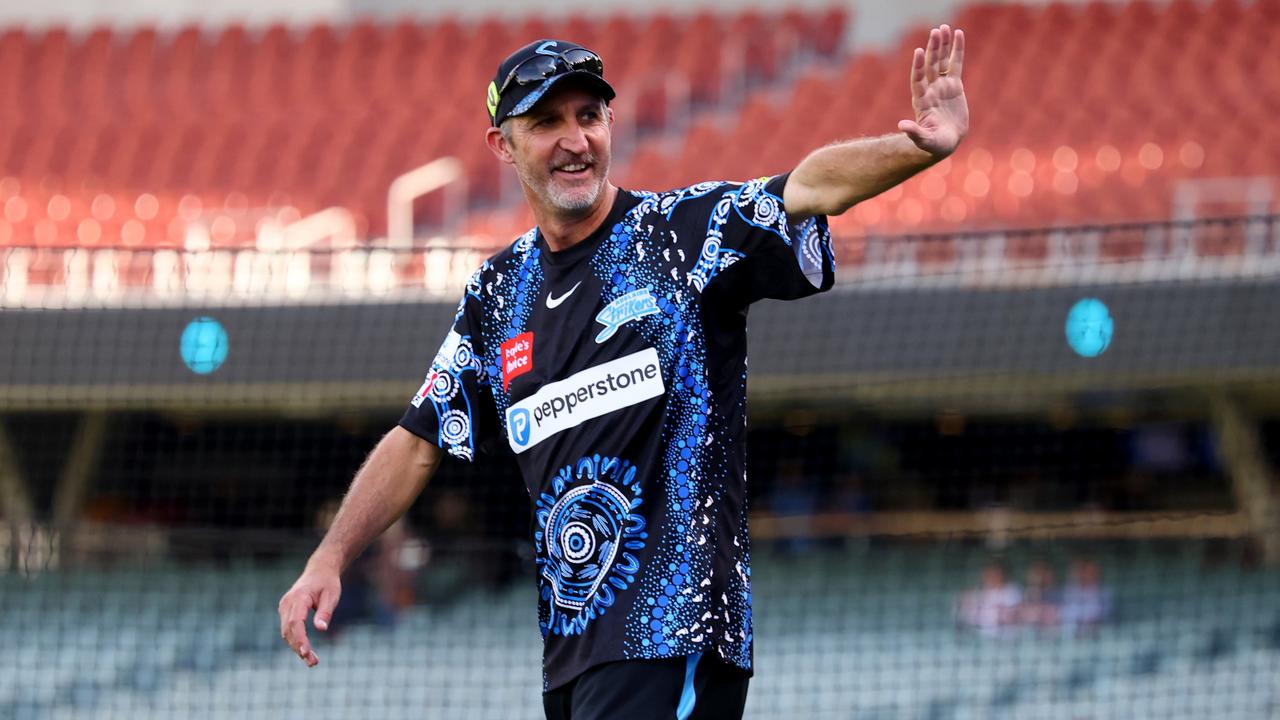 Jason Gillespie at the BBL match between Adelaide Strikers and Perth Scorchers at Adelaide Oval on January 5, 2024. Picture: Kelly Barnes/Getty Images.