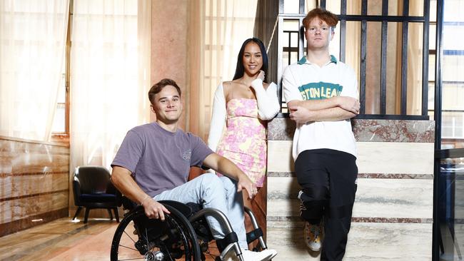 Aussie TikTok creators Jimmy Jan, Kat Clark and William Gibb. Picture: Richard Dobson