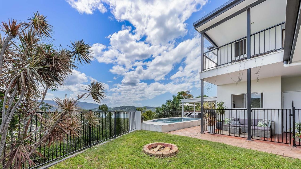 The two-storey home is set on a 963 sqm block and boasts a covered patio with a barbecue, fire pit and in-ground swimming pool. Picture: Contributed