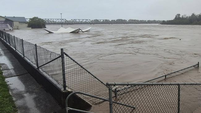 Manning River just under Martin Bridge and over the riverside picnic areas on Wednesday morning, May 21, 2025. Picture: Facebook/Stan Groves.