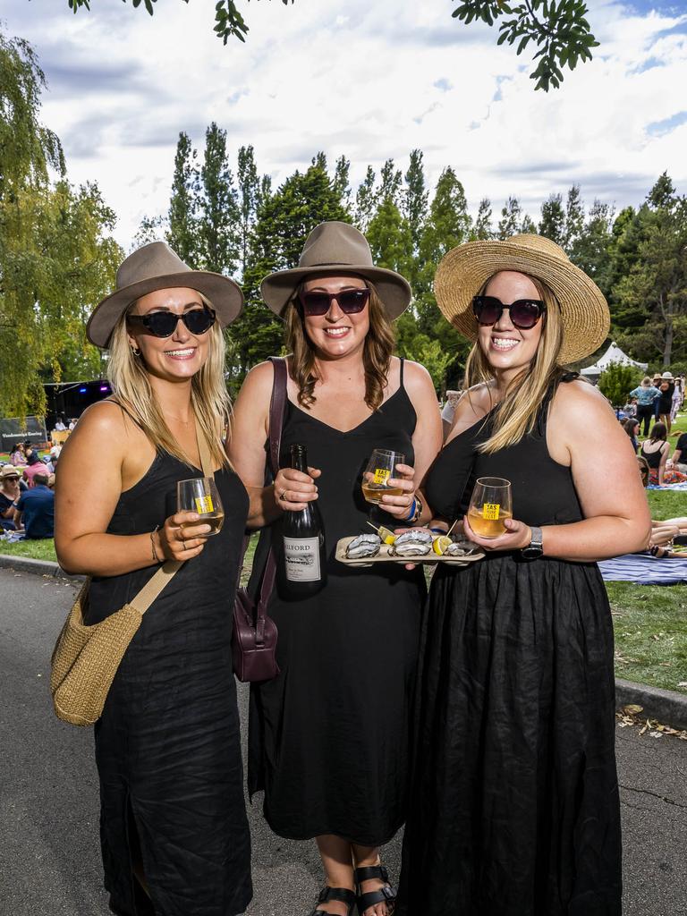 Tiana Bredburn, Kaysha Dreimann, Emma Thomas. TAS Wine Festival. Picture: Caroline Tan