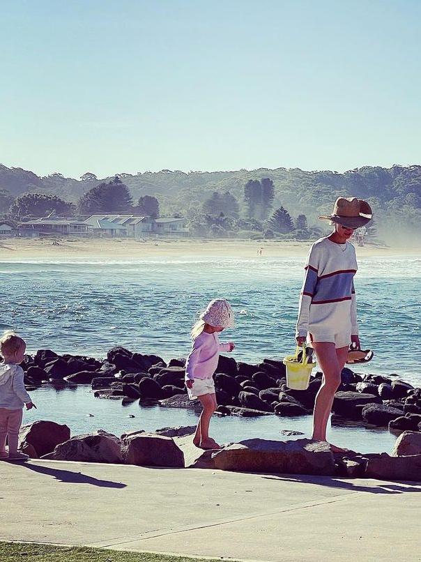 Ben Fordham's wife and kids on a family holiday in Avoca, NSW earlier this year. Picture: istagram