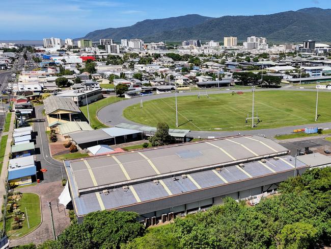 Cairns Regional Council has developed a masterplan for the Cairns Showgrounds, proposing a redevelopment of the site to include boulevard of cafes and restaurants, public space and a canal development. An aerial view of the current showgrounds site on Mulgrave Road, Parramatta Park. Picture: Brendan Radke