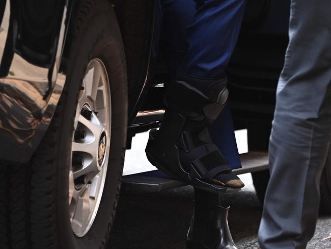 US President-elect Joe Biden shows off his boot. Picture: AFP