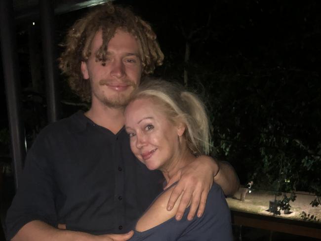 Victorian man Jackson Stacker with his mother, Sandey MacFarlane, photographed in April 2021.