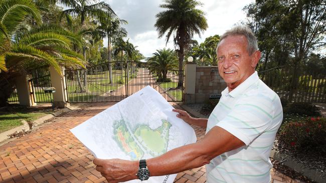 Arundel Estates spokesman and developer Dale Carroll with the plans he has for the former Arundel Hills Country Club site. Picture Glenn Hampson