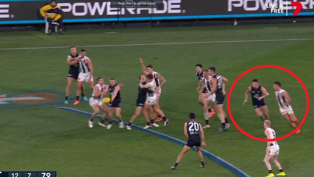 Walsh kept close tabs on Daicos. Credit: Channel 7