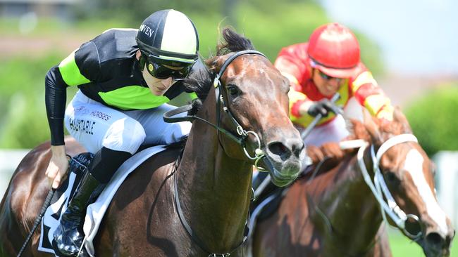 Fortuneer ridden by Justin Huxtable for Steven O’Dea and Matt Hoysted takes out races three at Eagle Farm. Picture: Grant Peters–Trackside Photography.